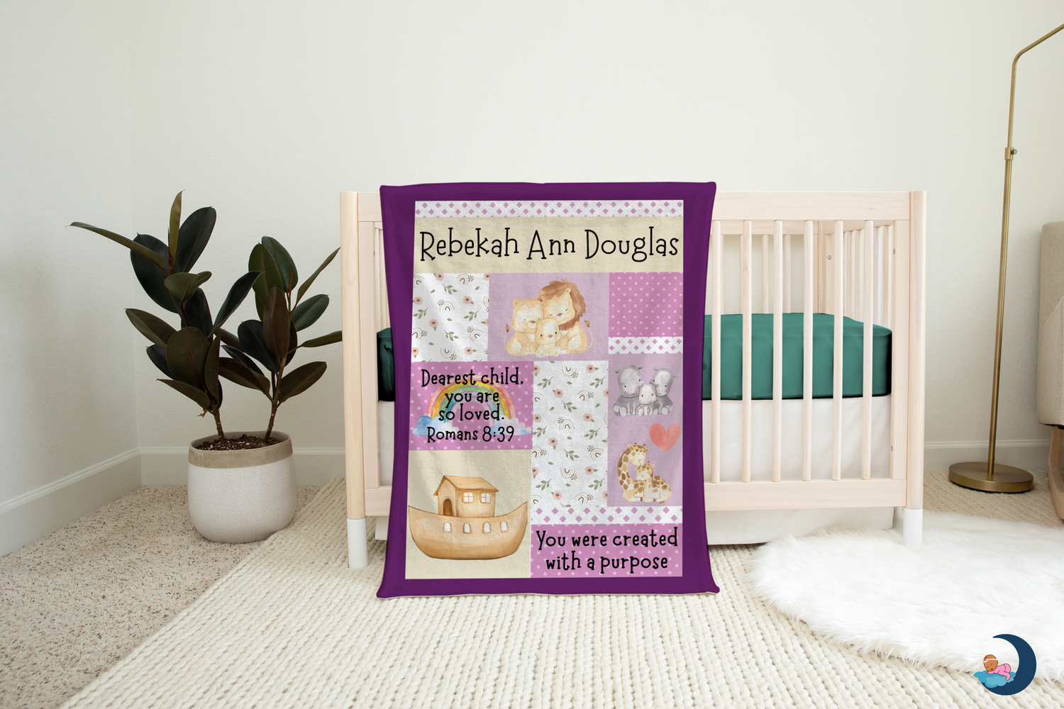 Noah's Ark Blanket (B085) (Purple)