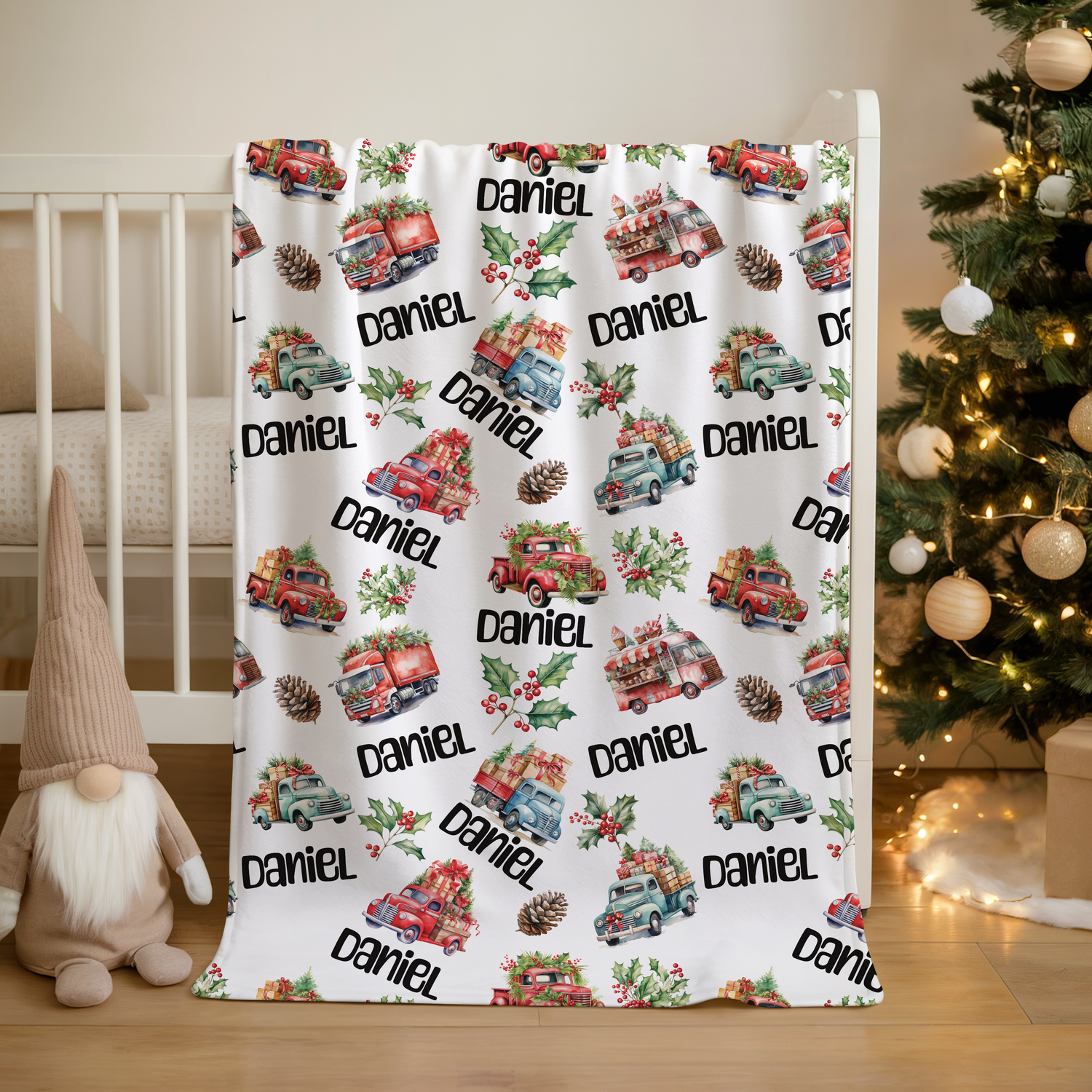 Christmas Trucks Pattern Blanket (B052)