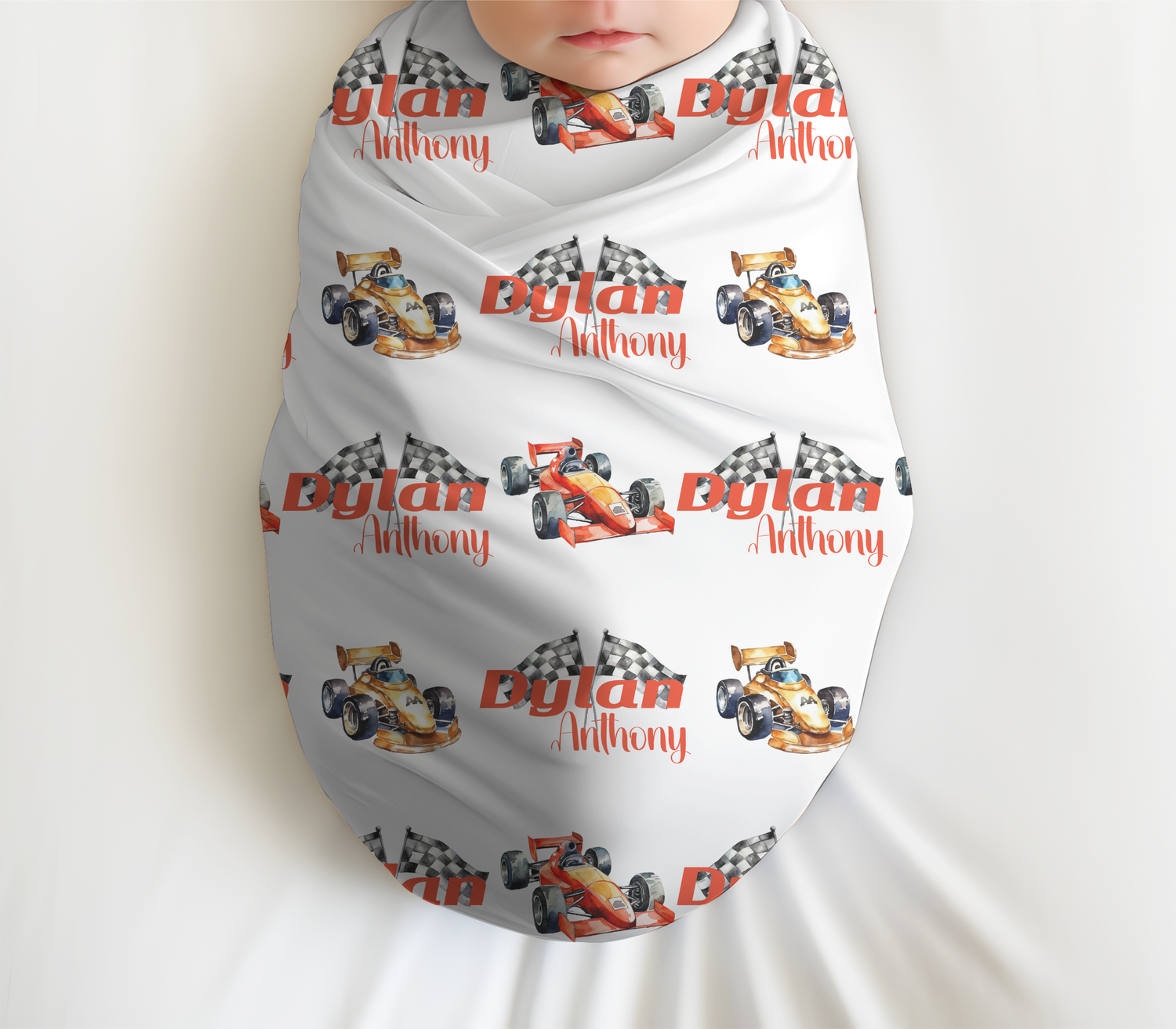 Race Car Swaddle Set (Red and Gold)(B056)