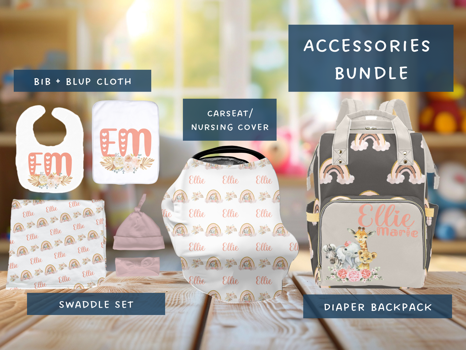 Rainbow Safari Accessories Set (Bun036)