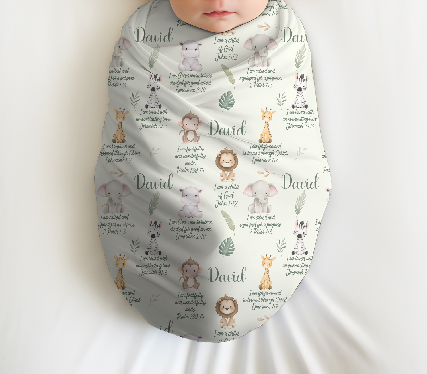Safari Bible Affirmations Swaddle Set (B102)