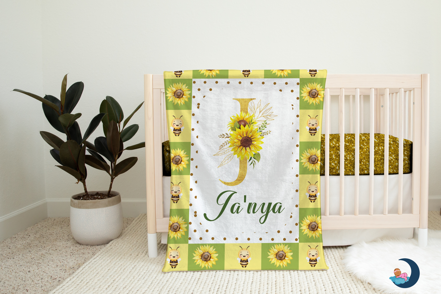 Sunflower Monogram Blanket (B242)