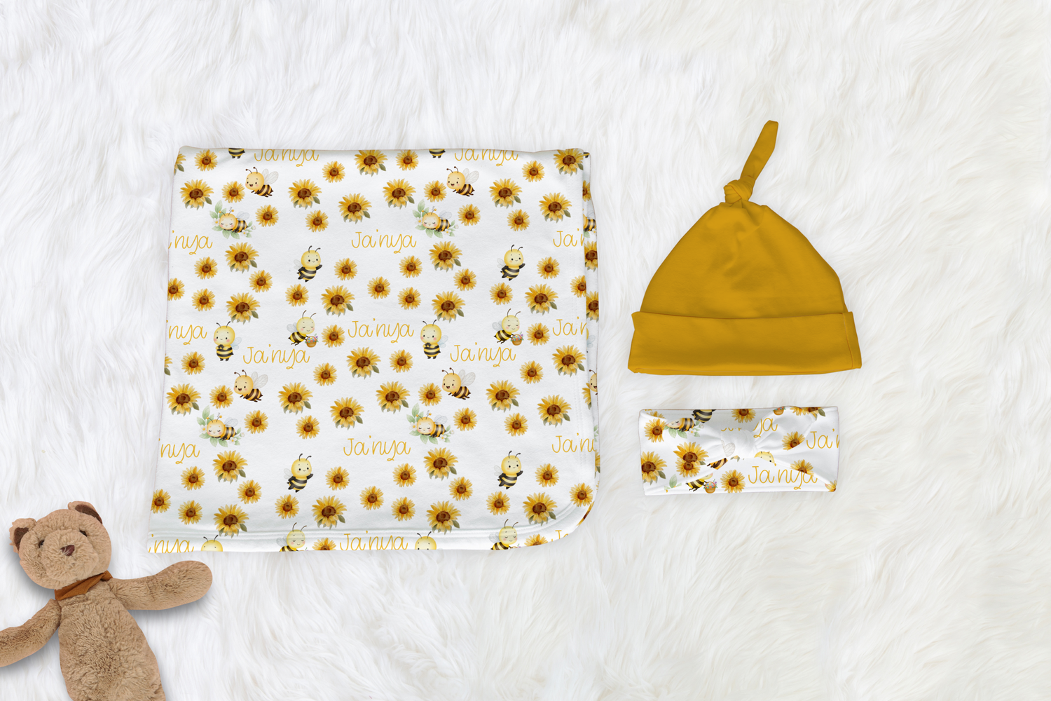 Sunflower Monogram Accessories Set (Bun067)