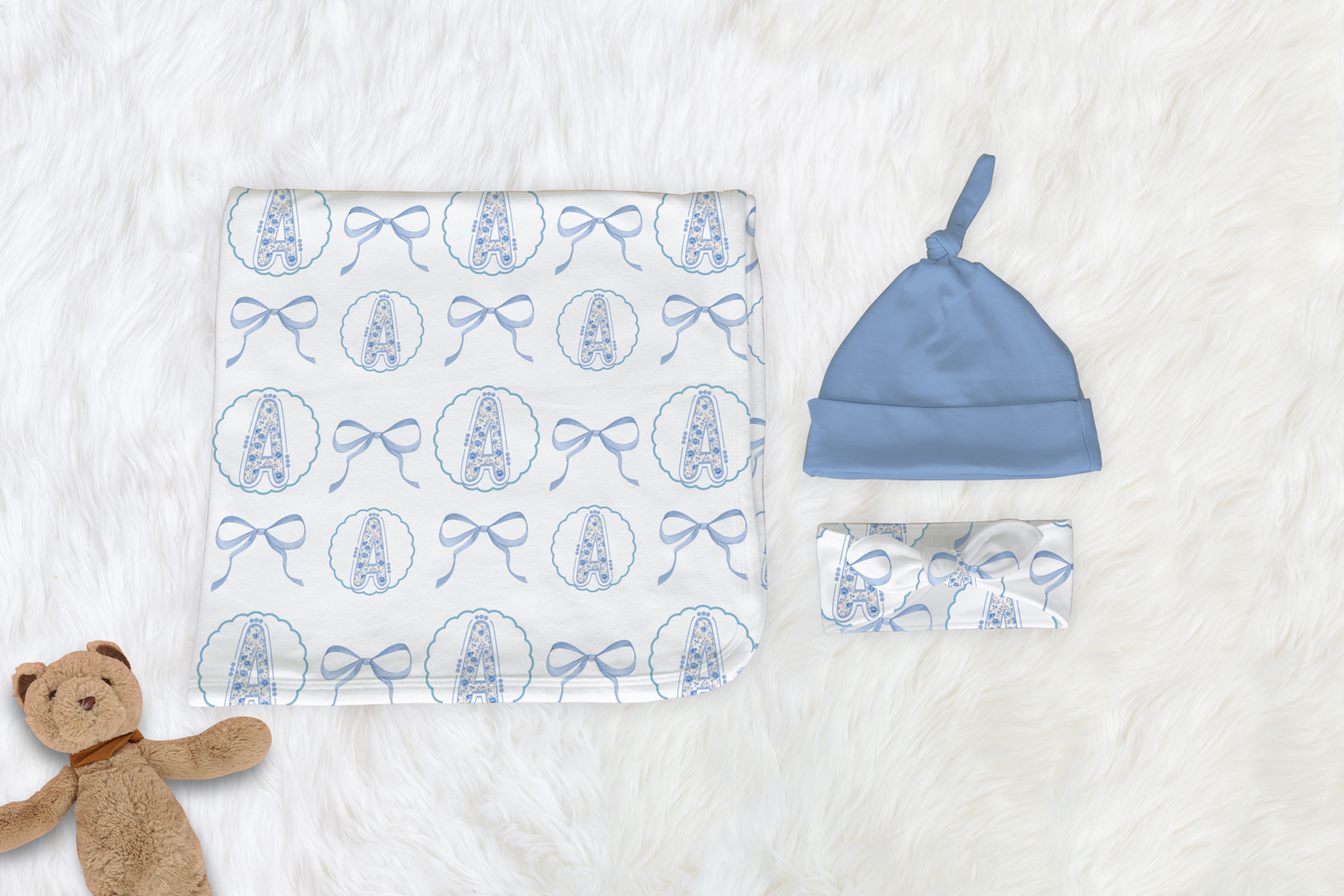 Coquette Monogram Swaddle Set (B191)
