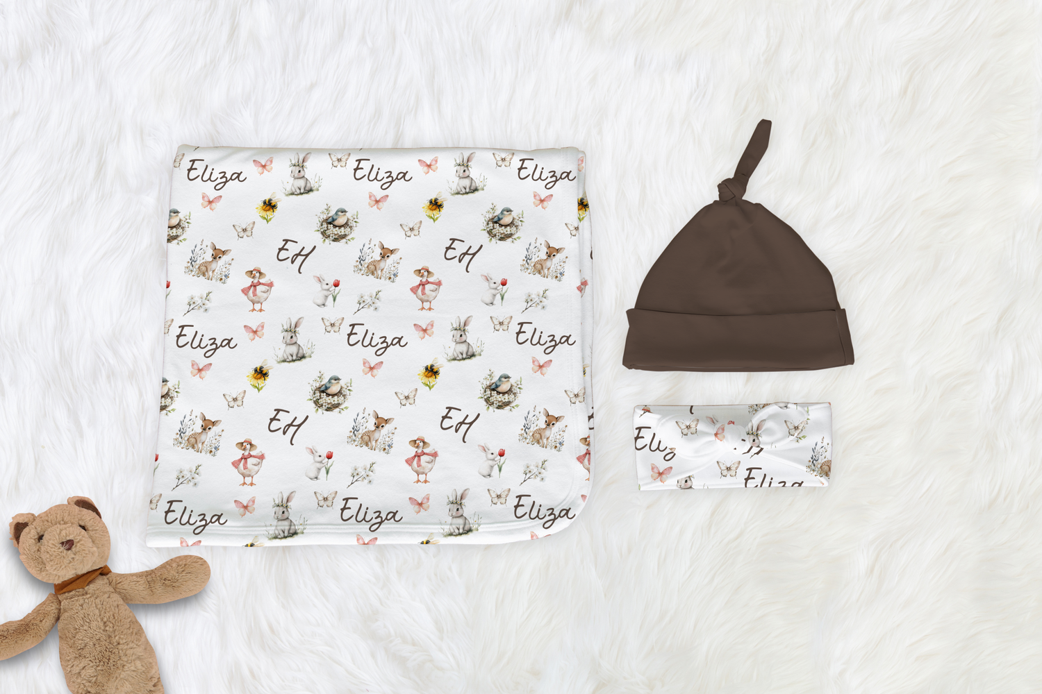 Cottagecore Garden Animals Swaddle Set (B161)