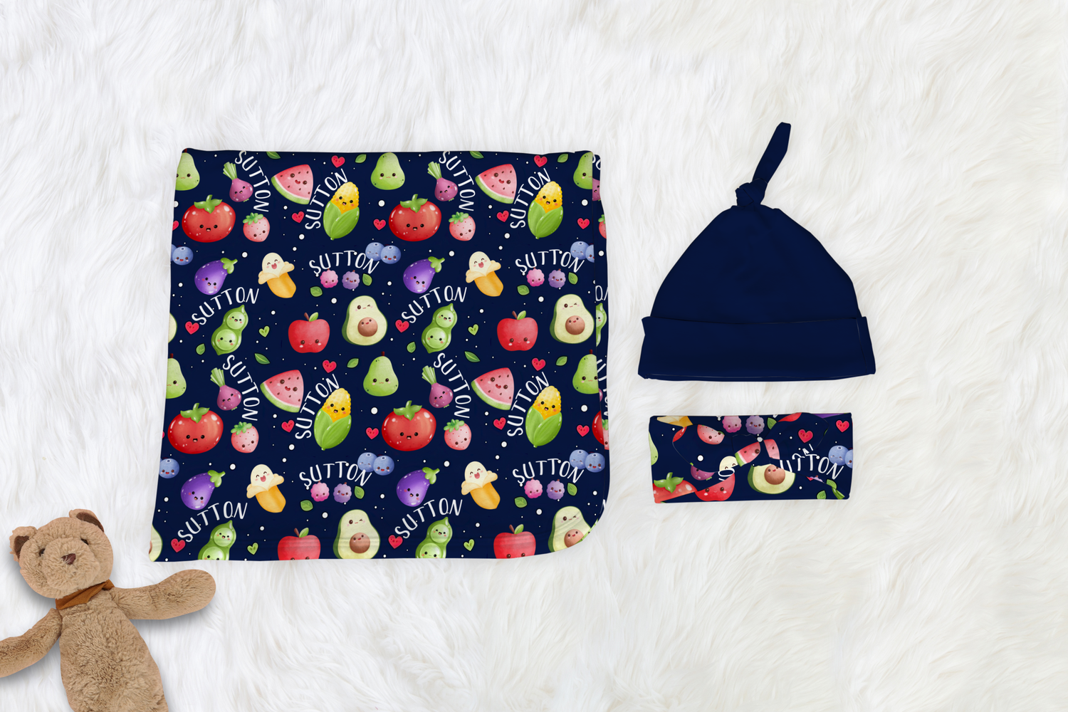 Kawaii Fruits 'n Veggies Swaddle Set (B196)