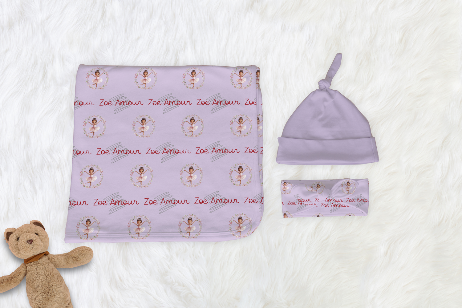 Twirling with Flowers Accessories Set (Light Purple)(Bun009)