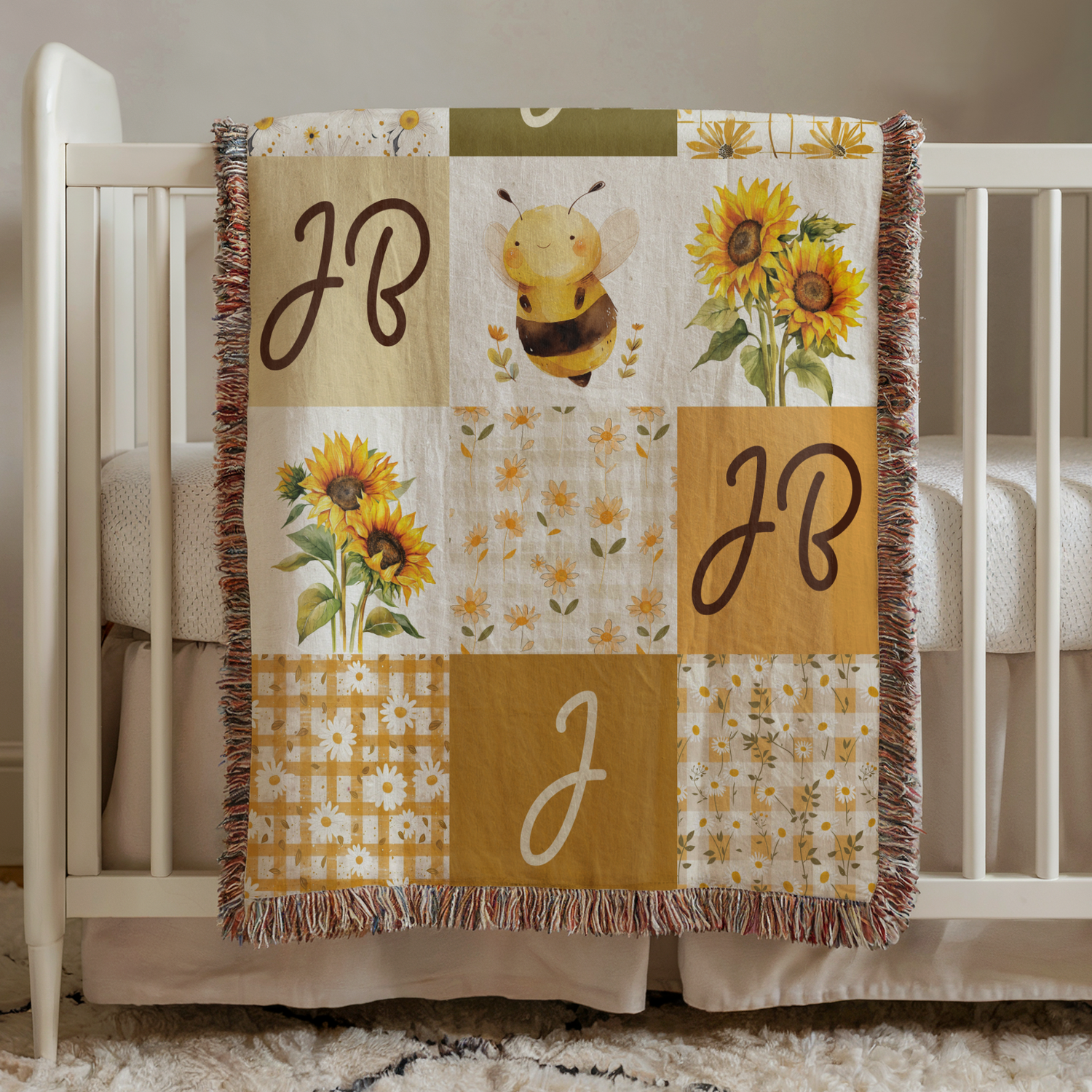 Cottagecore Wildflower Garden Woven Blanket (B187)
