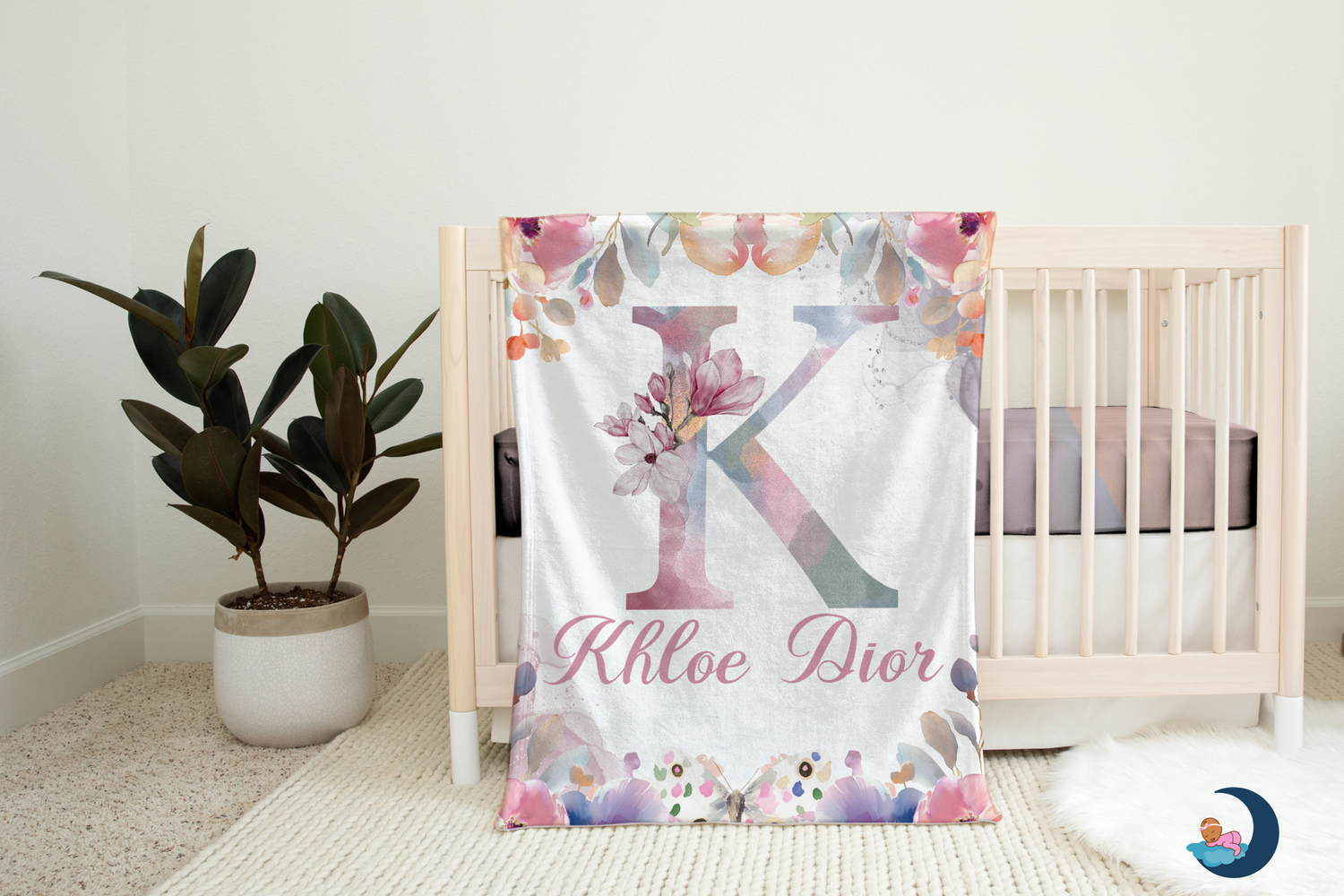 Pastel Garden Monogram Blanket (B238)