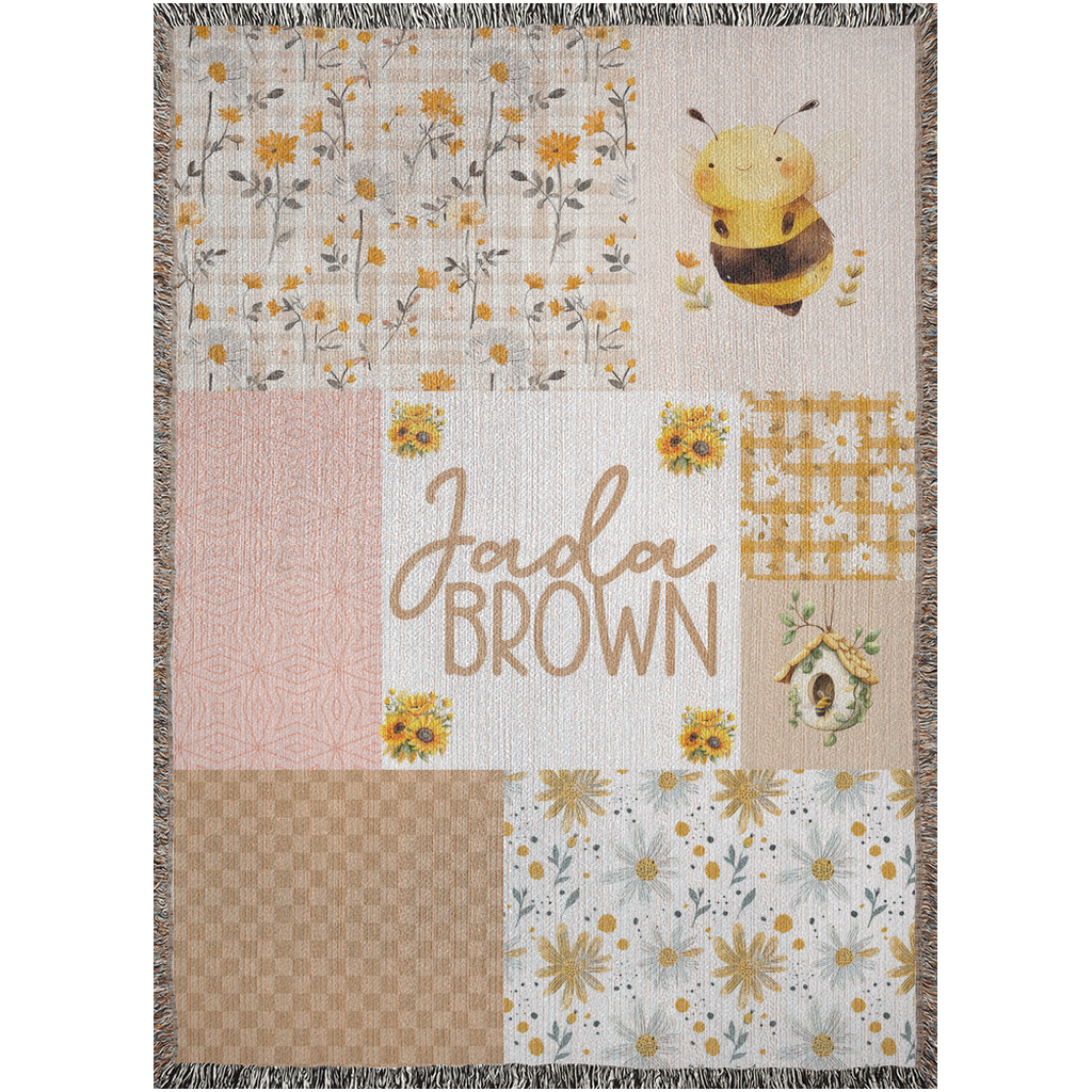 Cottagecore Wildflower Garden Woven Blanket (B187)
