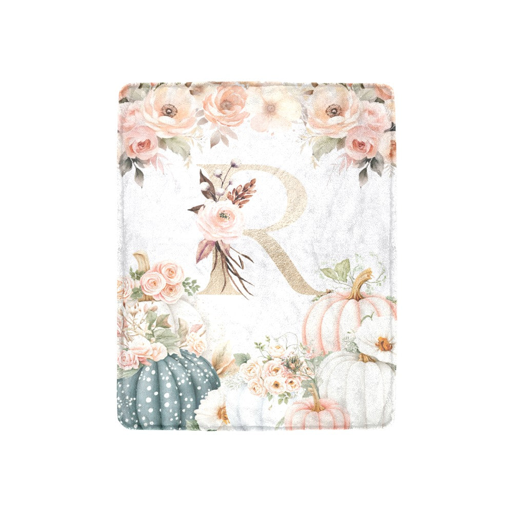 Cottagecore Shabby Pumpkins Monogram Blanket (B241)