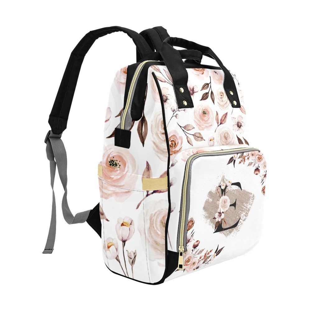 Boho Floral Monogram Diaper Bag (A202)