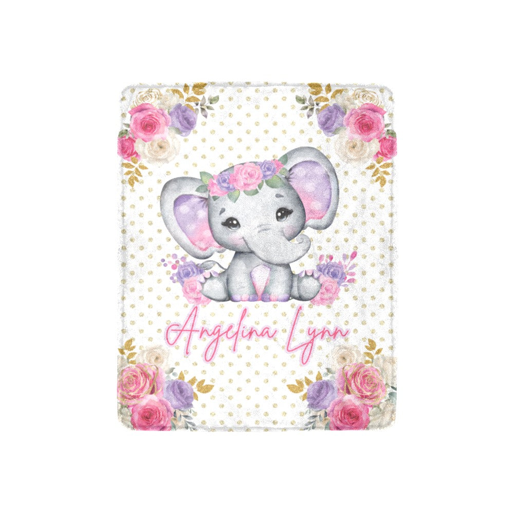 Blushing Floral Elephant Blanket (B253)
