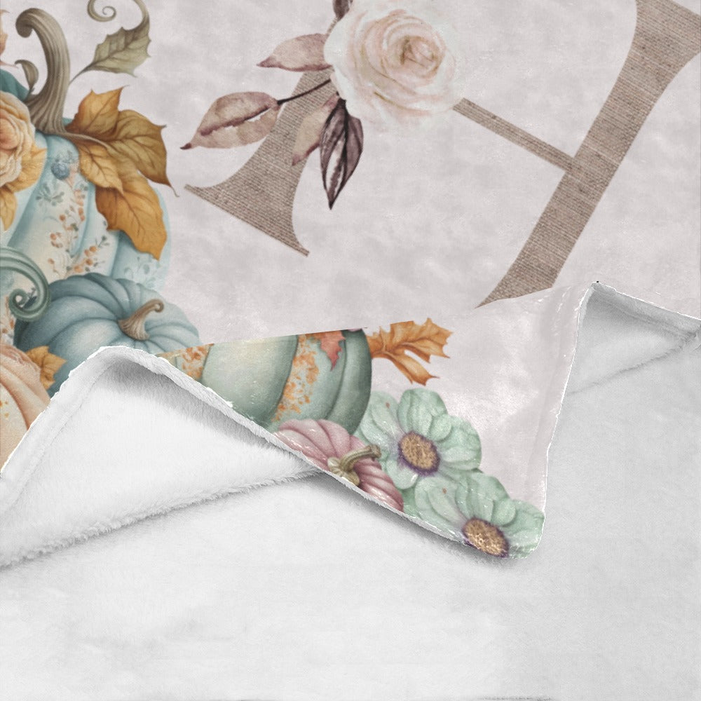 Autumn Pastel Pumpkin Monogram Blanket (B240)