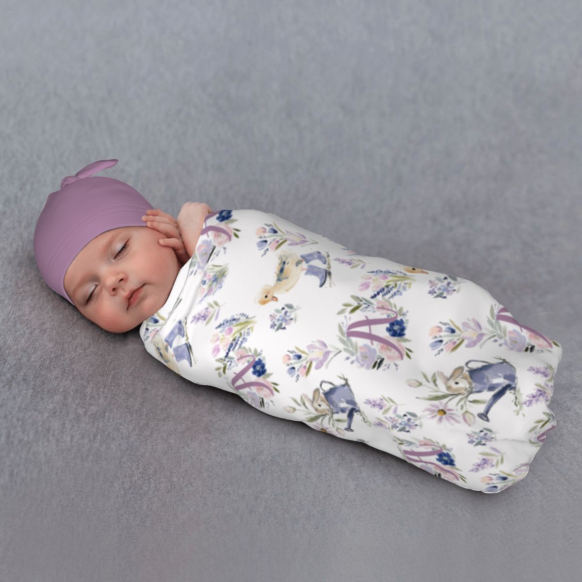Storybook Bunny Patch Swaddle Set (Purple) (B293)