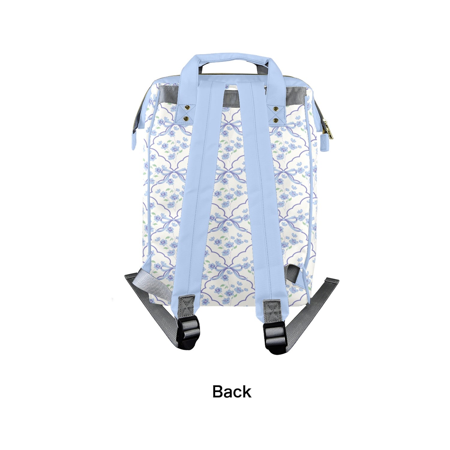Abby Elaine Blue Blossom Monogram Diaper Bag (A114)