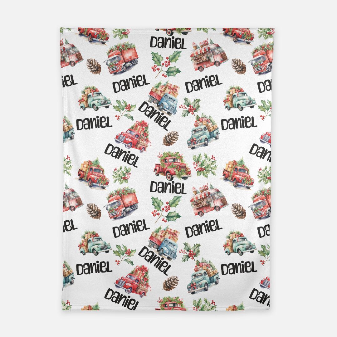 Christmas Trucks Pattern Blanket (B052)