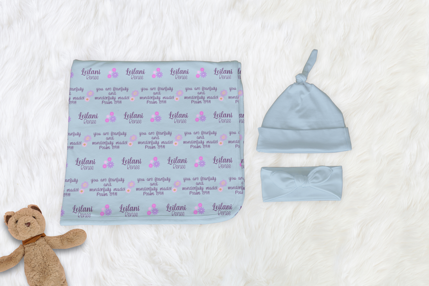 Christian Affirmations Swaddle Set (B095) (Blue)