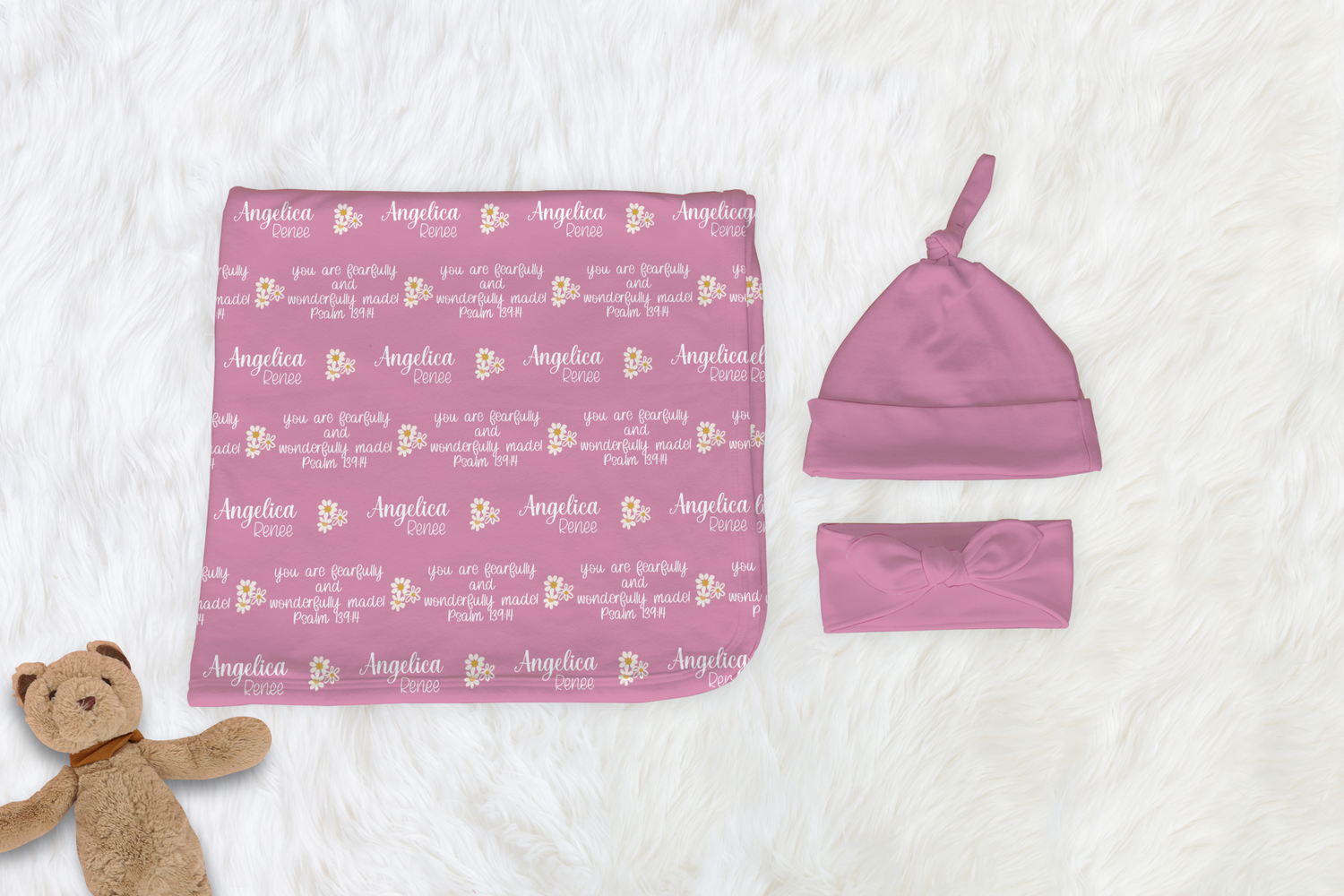 Christian Affirmations Swaddle Set (B094) (Pink)