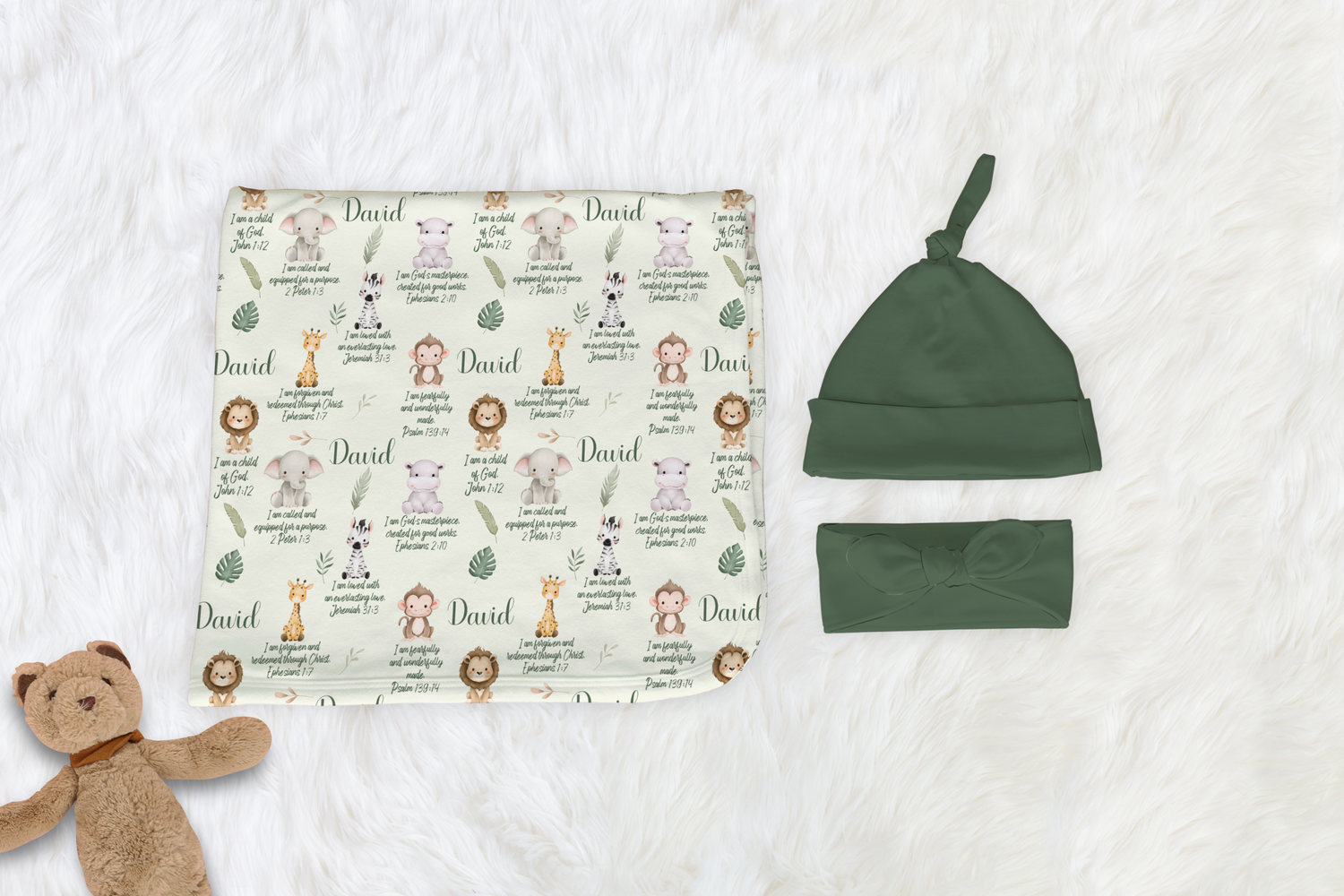 Safari Bible Affirmations Swaddle Set (B102)