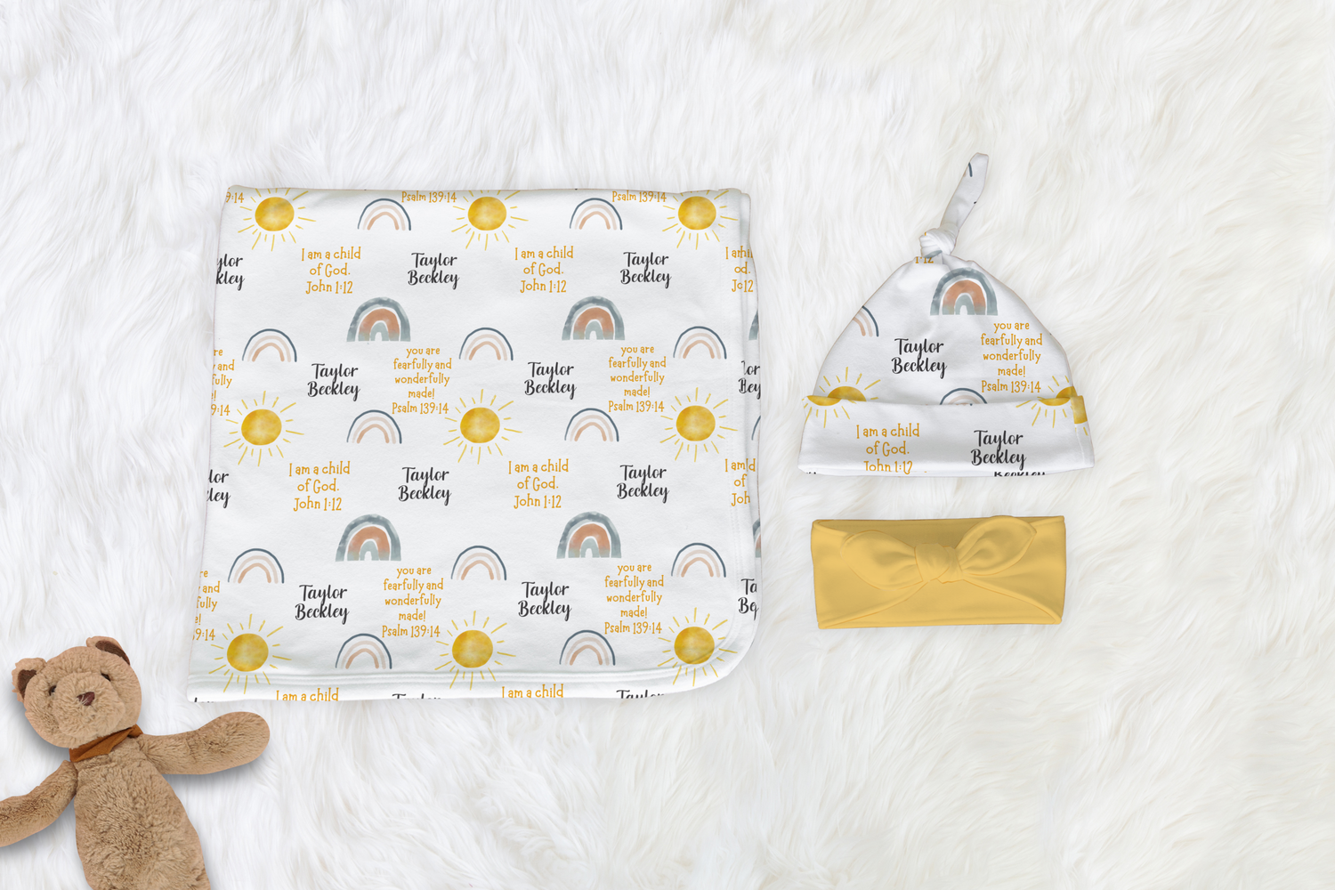 Sunshine & Scripture Affirmations Swaddle Set (B098)