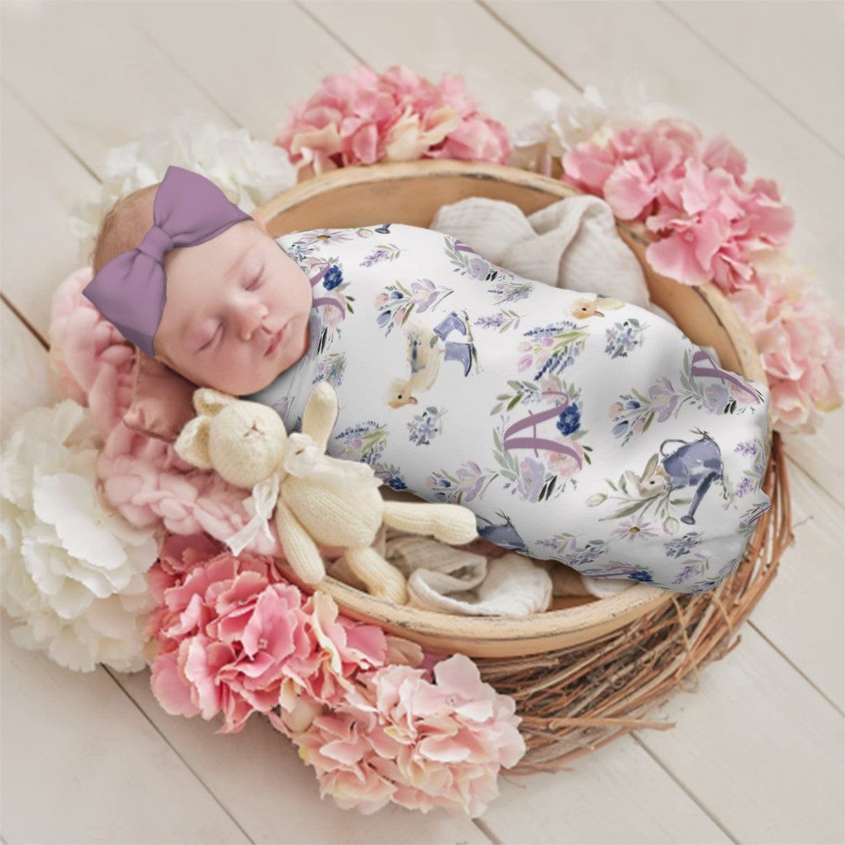 Storybook Bunny Patch Swaddle Set (Purple) (B293)